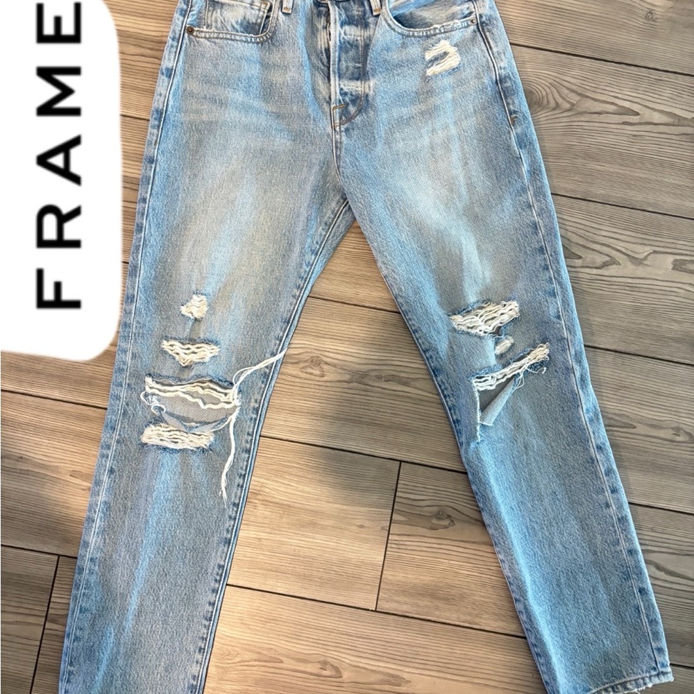 Frame Denim Light Blue Straight Leg Jeans